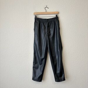 MADEWELL Vegan Leather Track Trousers High Rise in Black